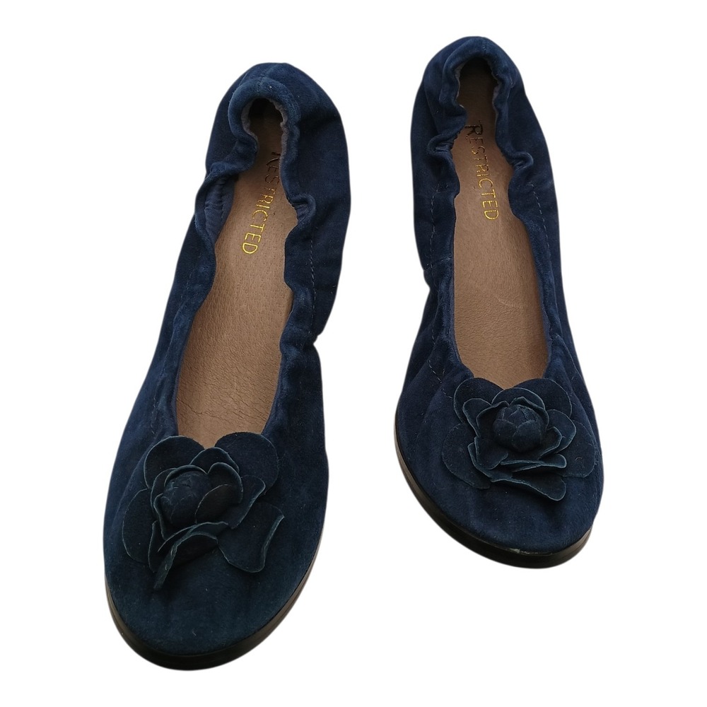 Restricted Women's‎ 10 Navy Suede Rosette Slip-ons Wedge Heel Shoes Whimsy Fairy